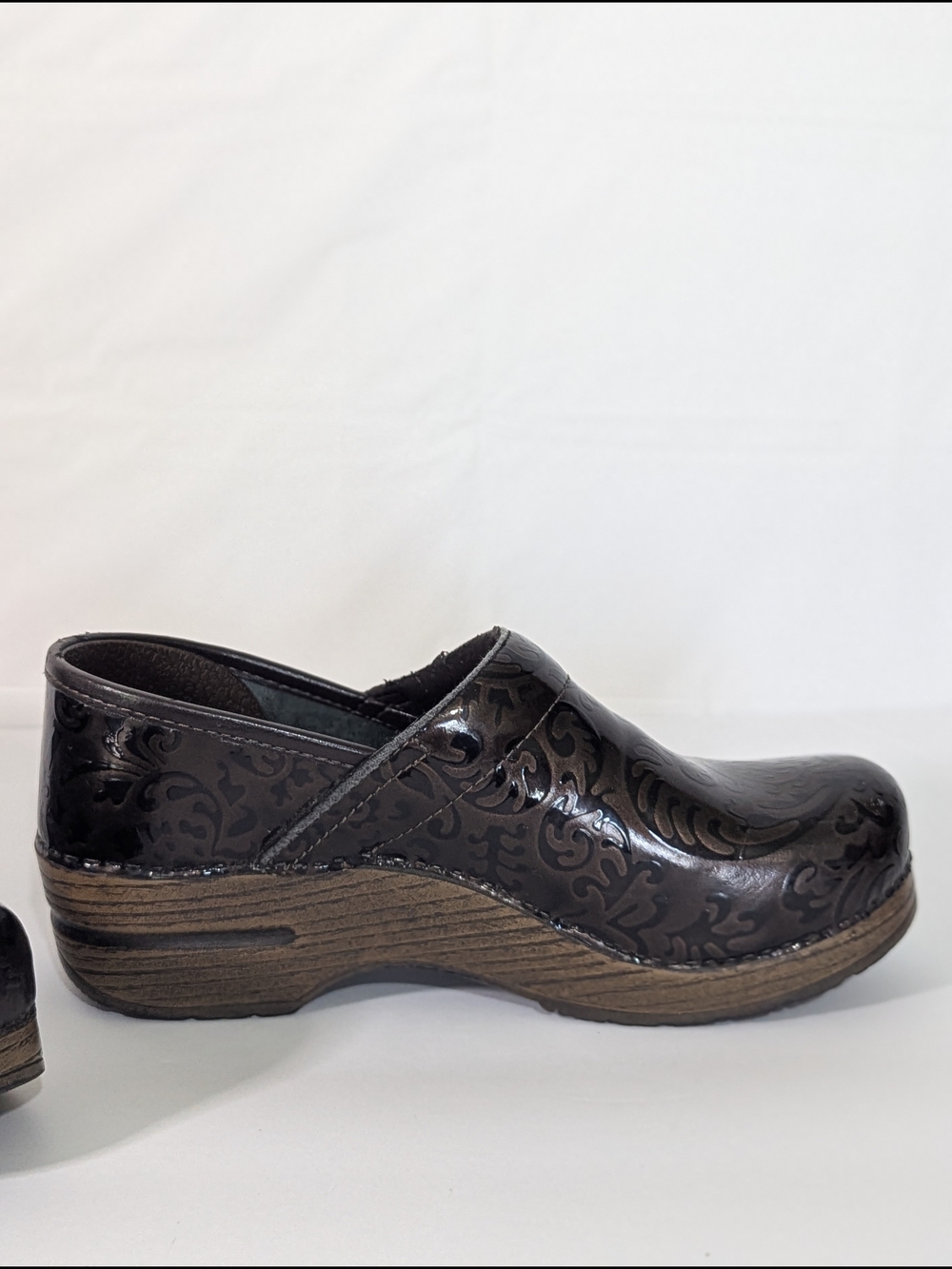 Dansko Professional Tooled Leather Clogs Womens EU 38 Brown Floral Slip Resistan - Picture 6 of 13